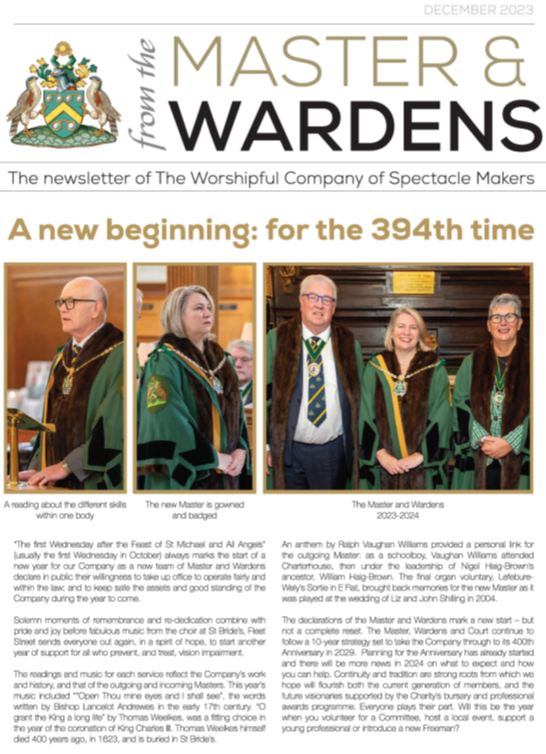Front cover of the Master & Warden 'A new beginning for the 394th time'.